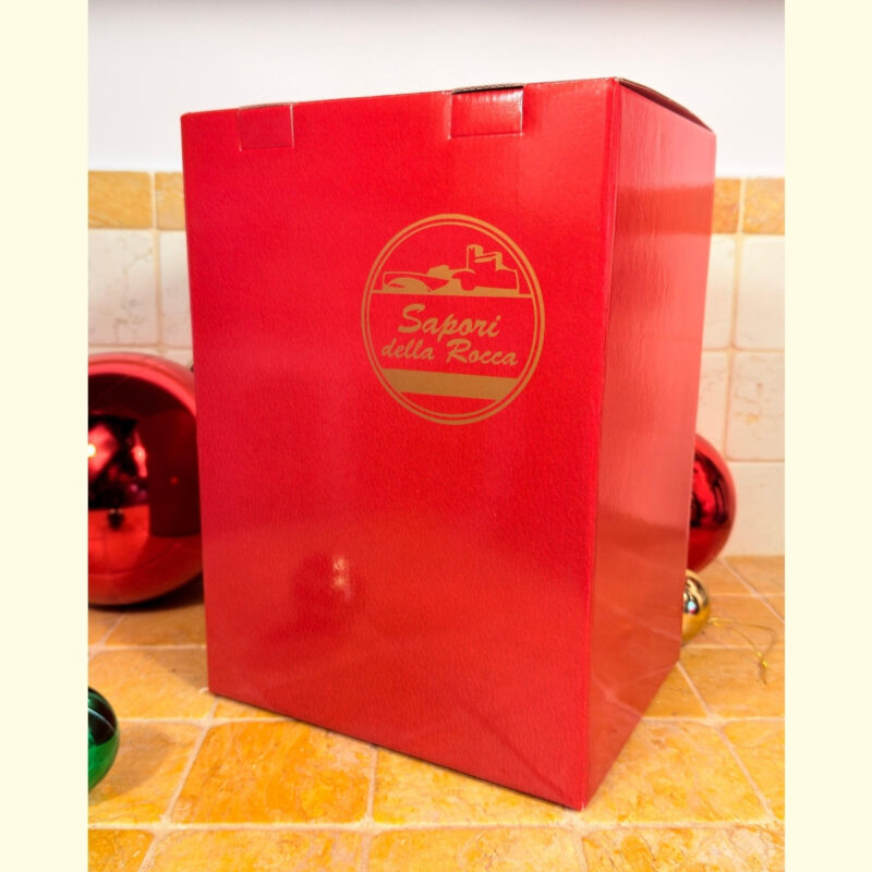 Il Re della Festa, confezione regalo natalizia con panettone tradizionale da 750 g e spumante in scatola rossa