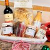 Cesto regalo La Grande Festa con vino rosso, Pici, Ragù d'Anatra, Crostino Toscano, prosciutto, salamino e vellutata